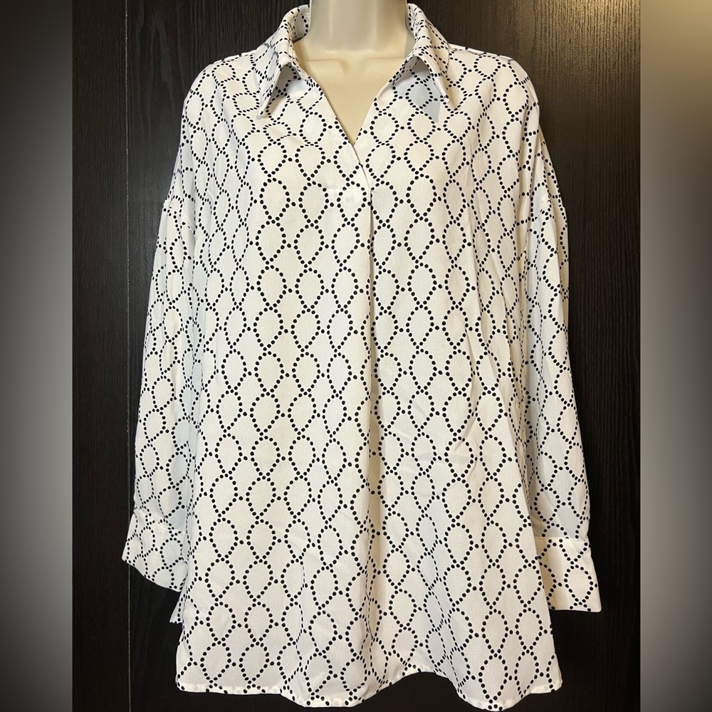 Adrianna Papell Pull Over Blouse Collared Shirt Size Small
